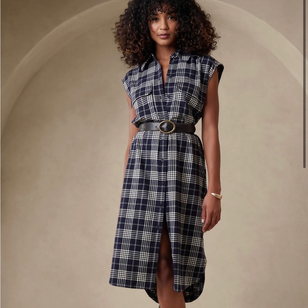 Banana Republic Flannel Midi Shirtdress Size S